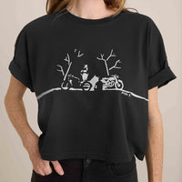 Night Ride Cropped Boxy Tee - Faded Black