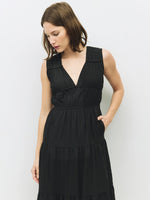 The Cora Gathered Neck Dress - Black
