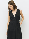 The Cora Gathered Neck Dress - Black