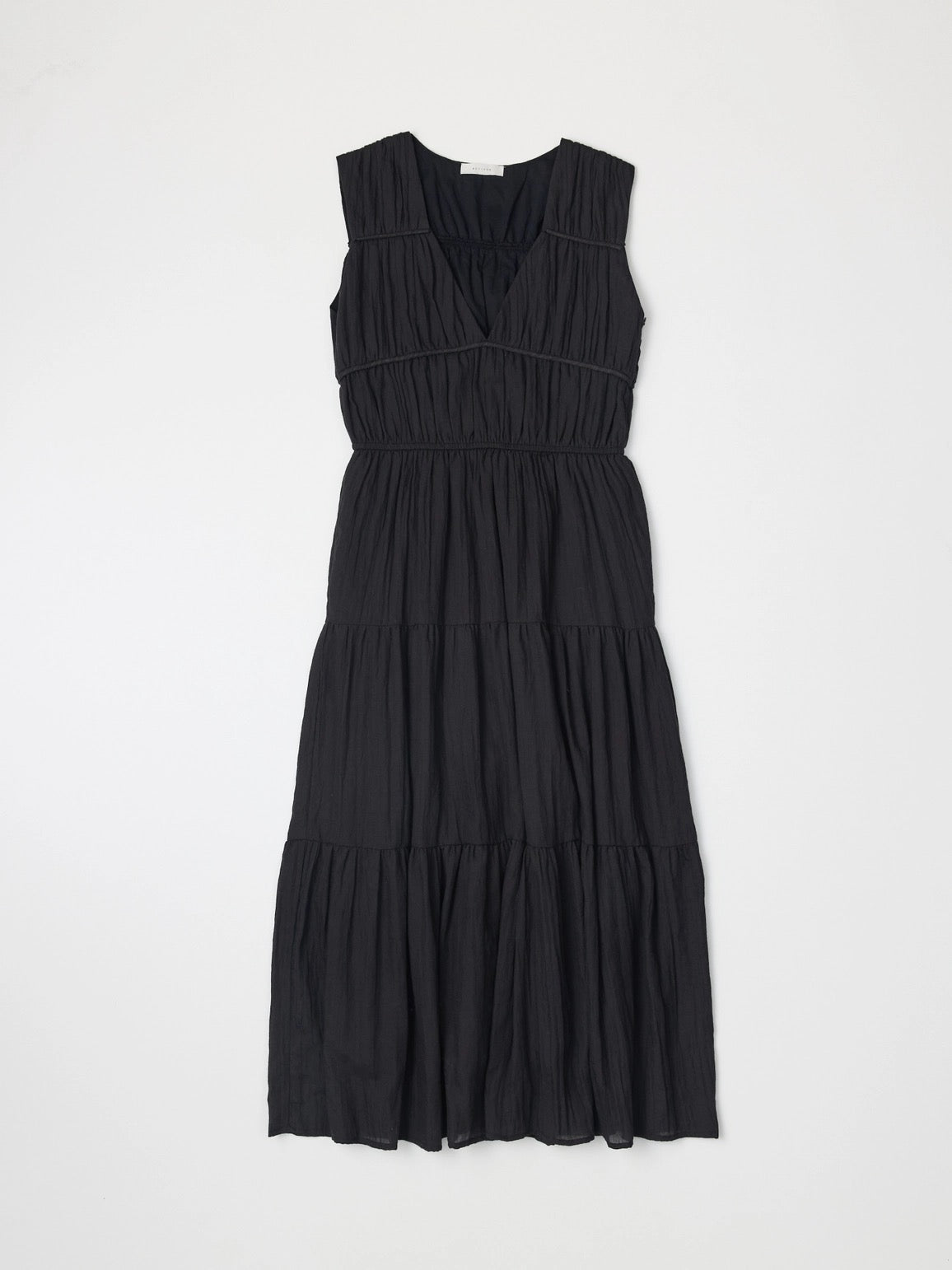 The Cora Gathered Neck Dress - Black