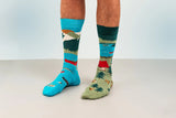 Canada Mountain Scene Mismatched Socks M