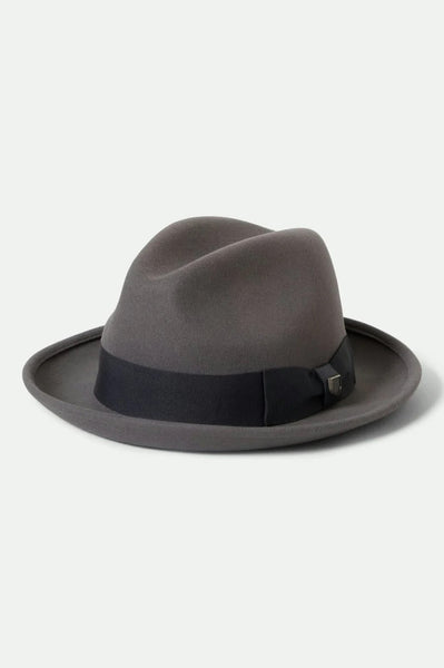 Horton Convertabrim Packable Felt Fedora - Grey/Charcoal