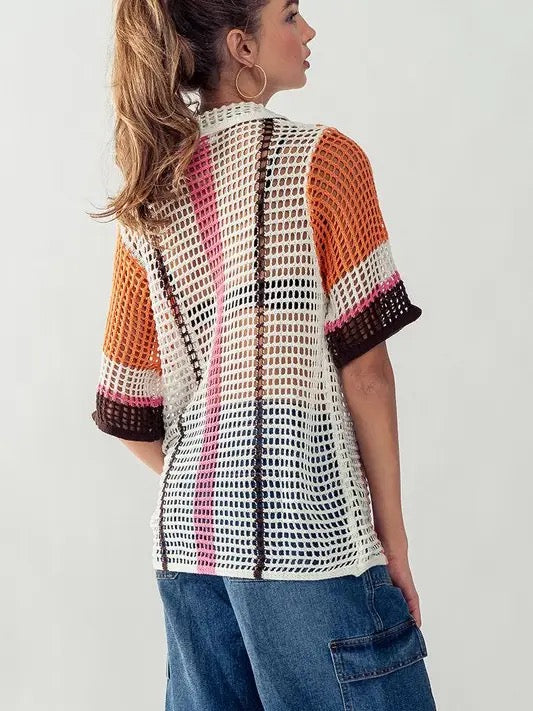 Hailee Button Down Crochet Top