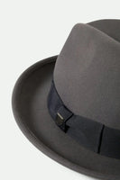 Horton Convertabrim Packable Felt Fedora - Grey/Charcoal
