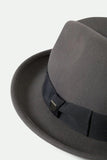 Horton Convertabrim Packable Felt Fedora - Grey/Charcoal