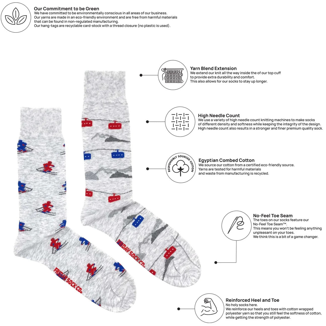 Gondola & Skier Mismatched Socks M