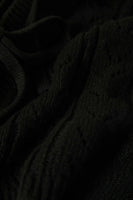Cropped Pointelle Tie Cardigan - Black