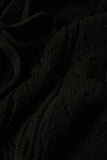 Cropped Pointelle Tie Cardigan - Black