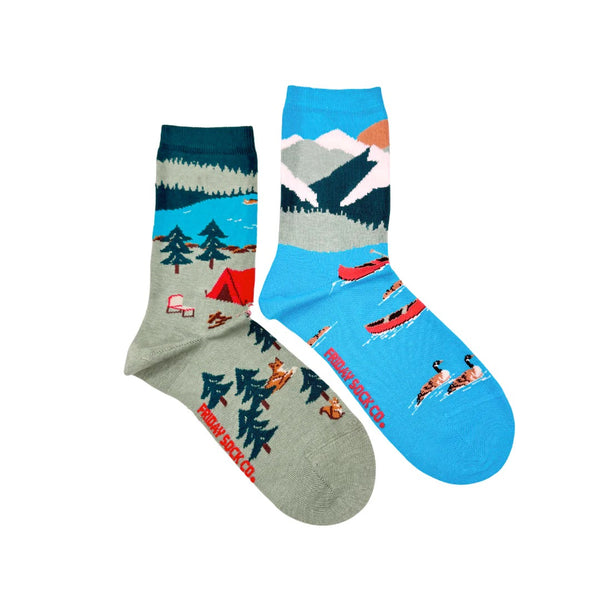 Canada Mountain Scene Mismatched Socks