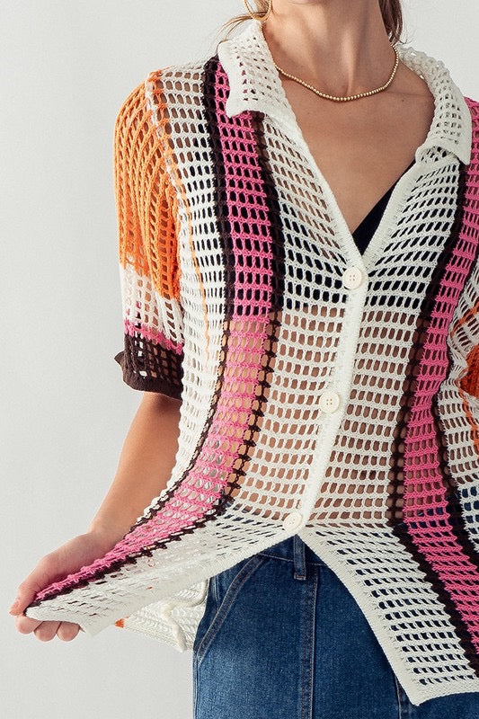 Hailee Button Down Crochet Top