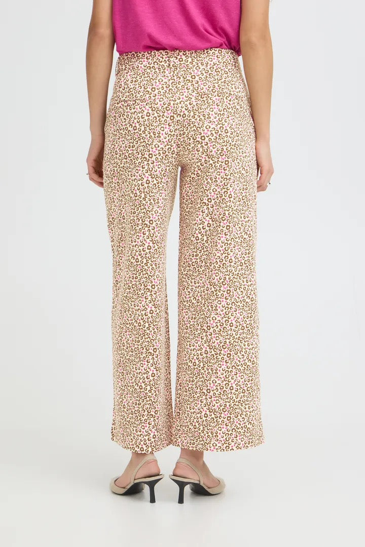 Kate Print Pant 42 - Beige/Pink