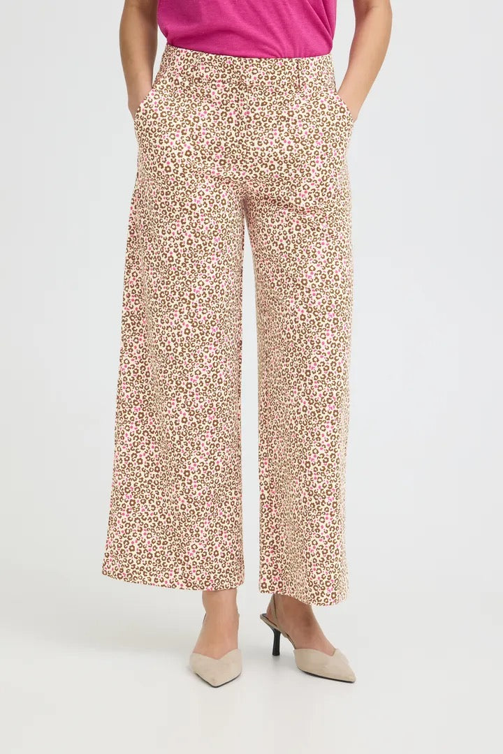 Kate Print Pant 42 - Beige/Pink