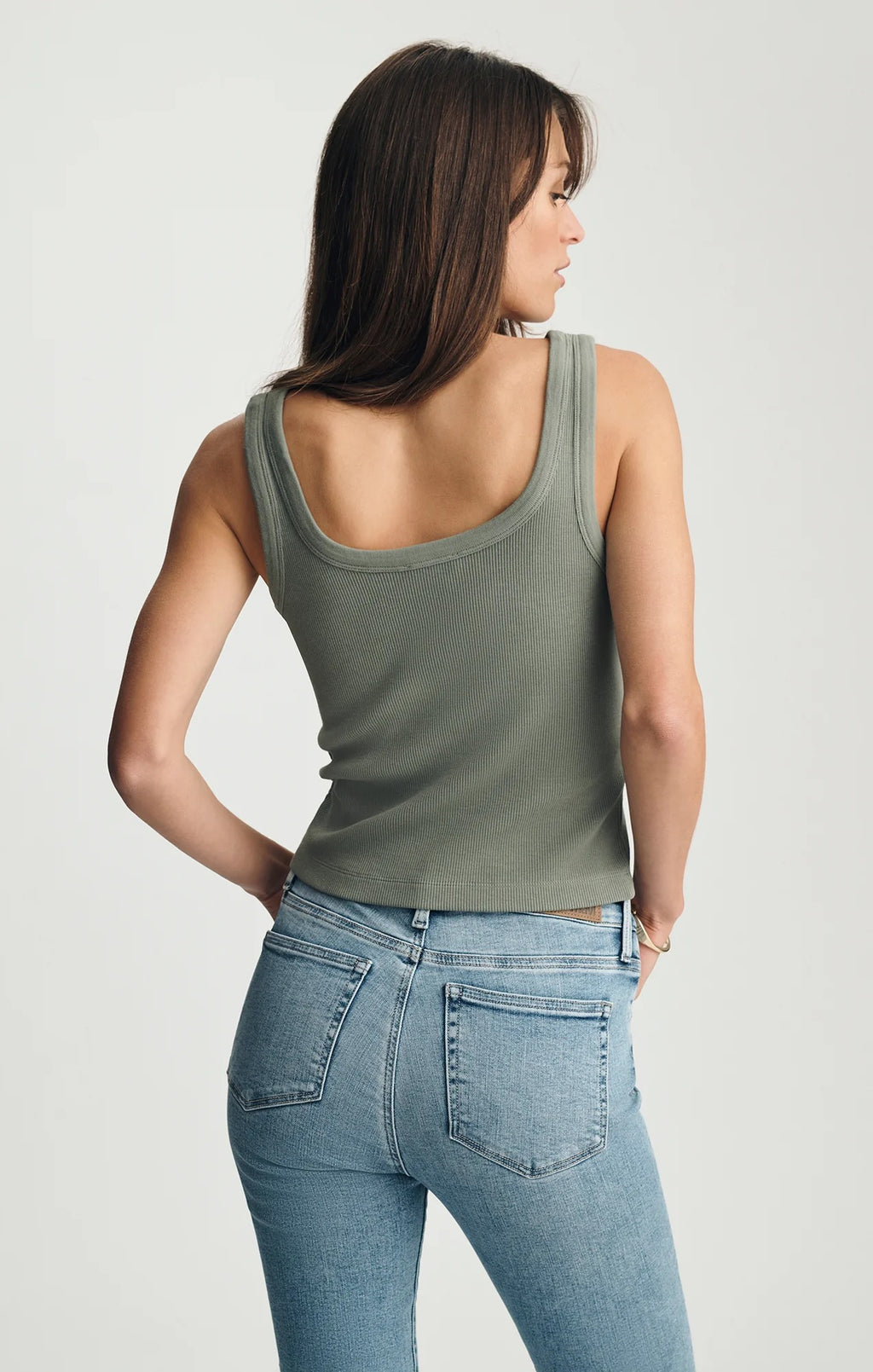 Ribbed Square Neck Tank Top
