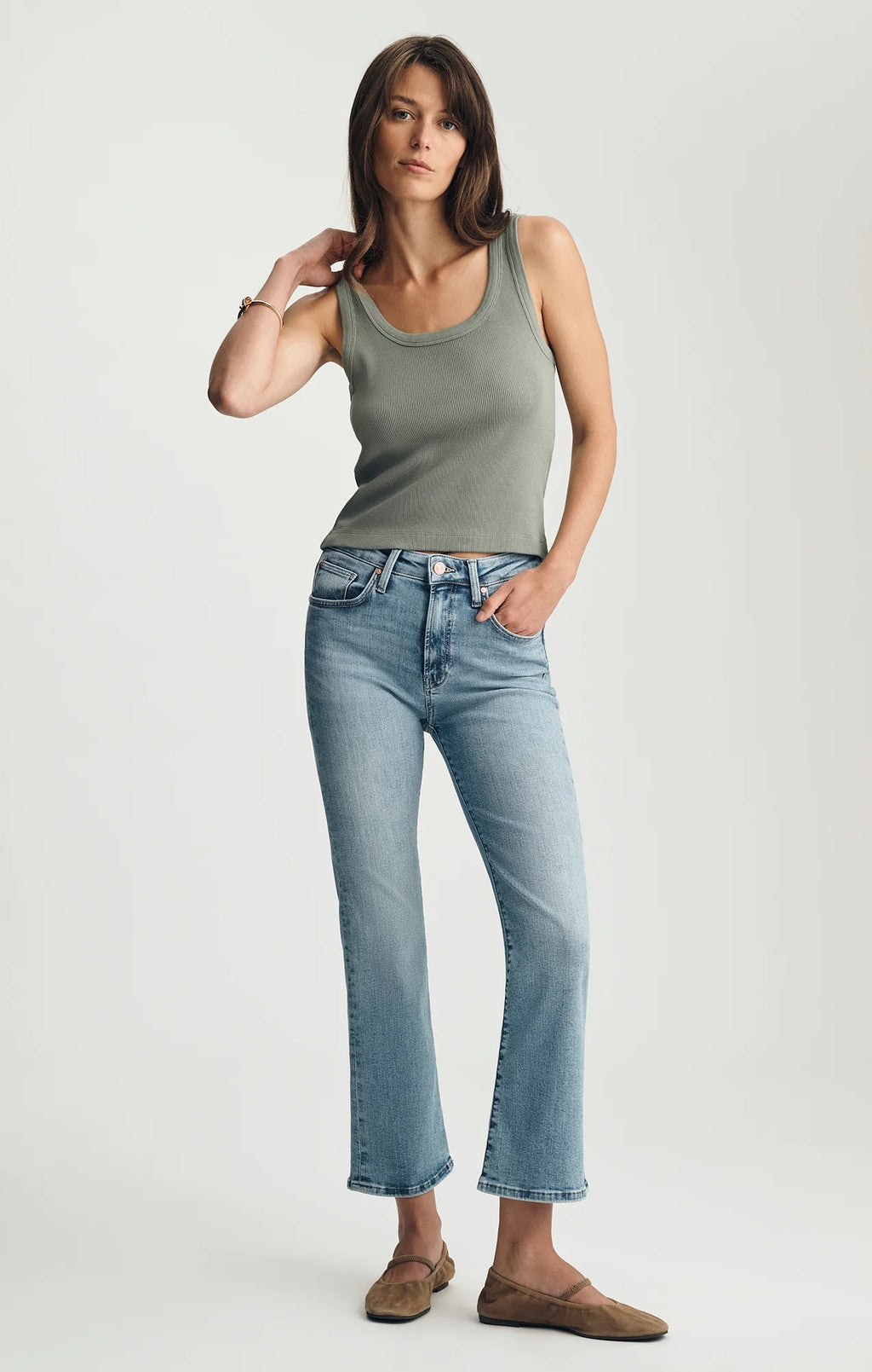 Ribbed Square Neck Tank Top