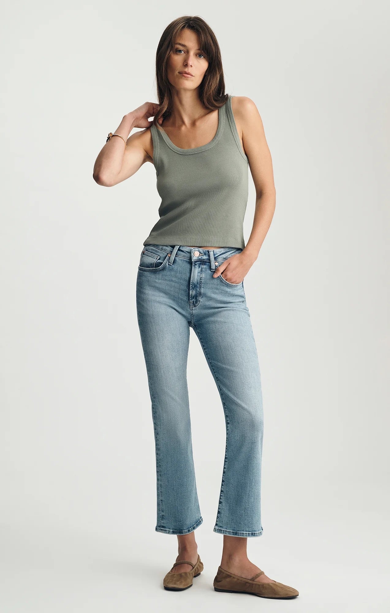 Ribbed Square Neck Tank Top