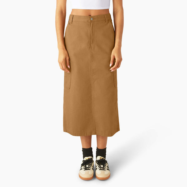 Duck Canvas Cargo Midi Skirt - Brown Duck