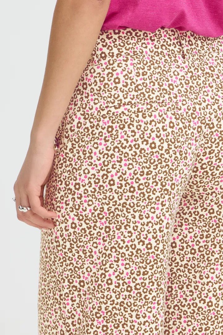 Kate Print Pant 42 - Beige/Pink