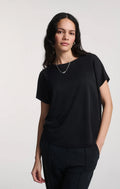 Luxe Touch Boatneck T Shirt - Black