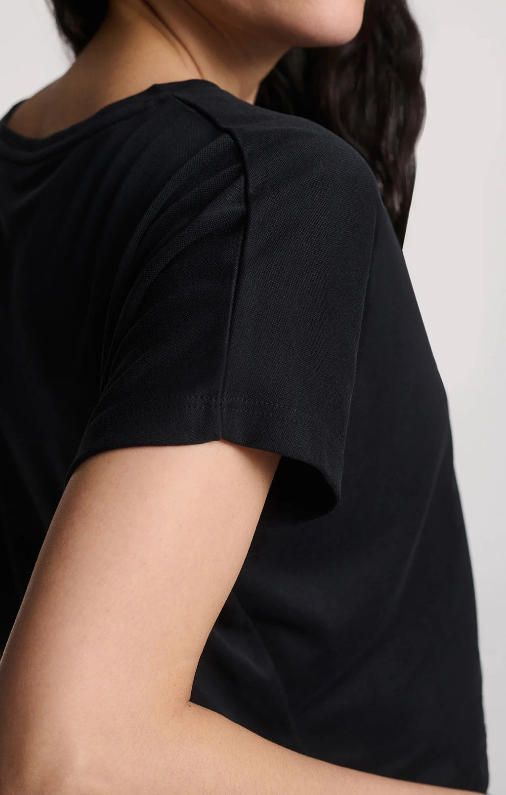 Luxe Touch Boatneck T Shirt - Black