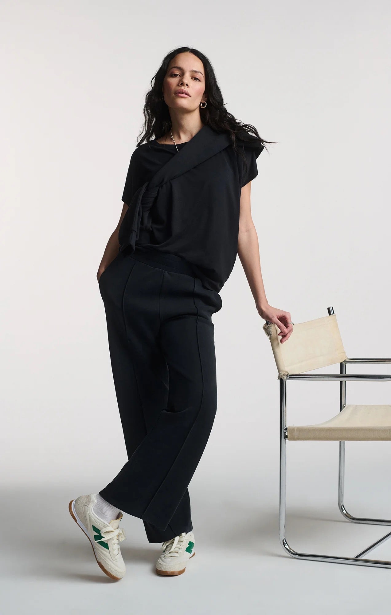 Luxe Touch Boatneck T Shirt - Black