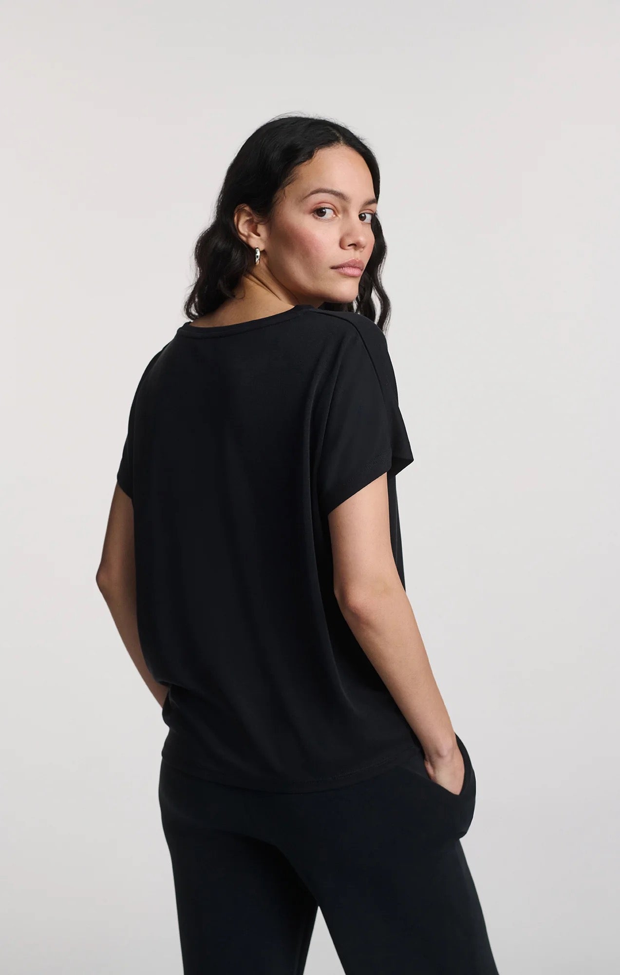 Luxe Touch Boatneck T Shirt - Black