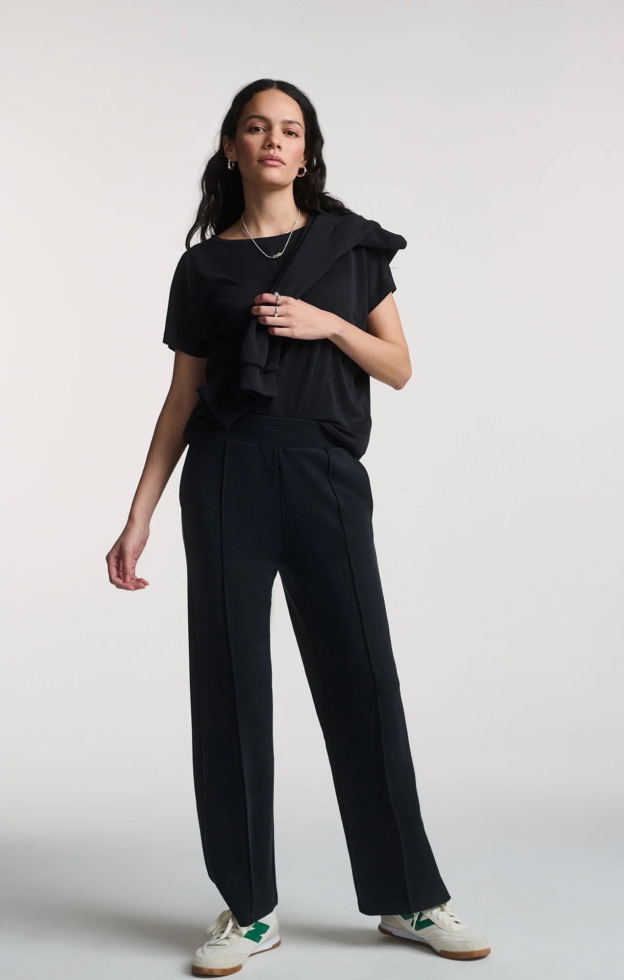 Luxe Touch Boatneck T Shirt - Black