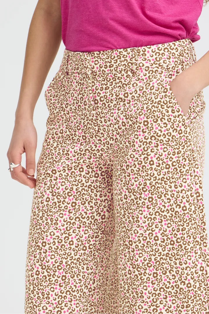 Kate Print Pant 42 - Beige/Pink