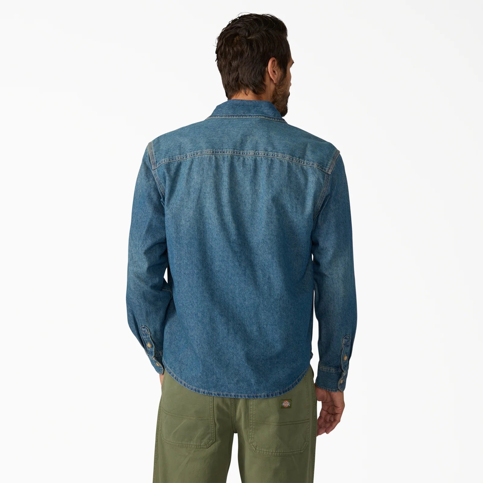 Lightweight Long Sleeve Denim Shirt - Khaki Tinted