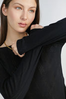 Black Open Pattern Shirt
