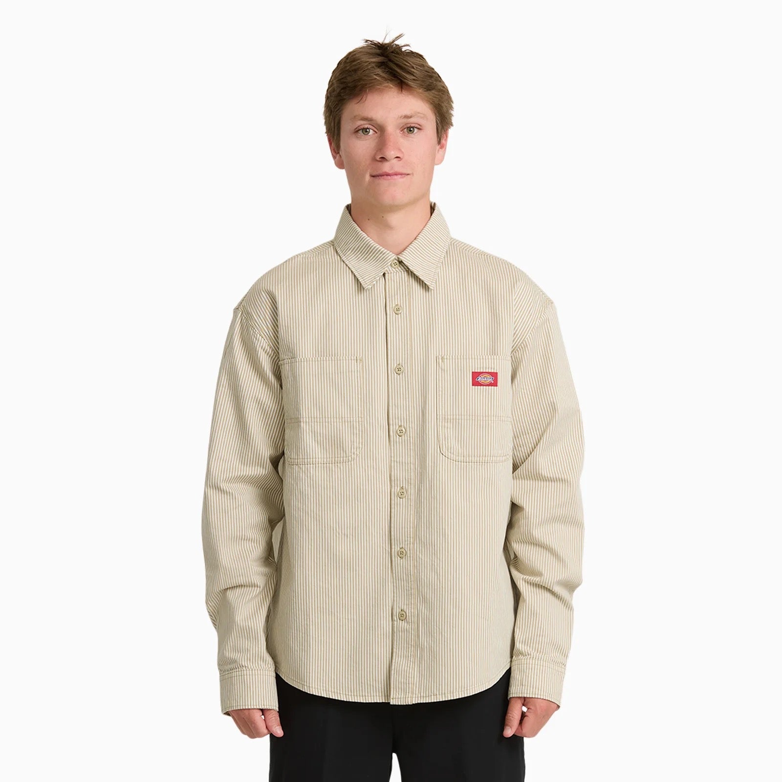 Hickory Stripe Long Sleeve Work Shirt - Eucalyptus