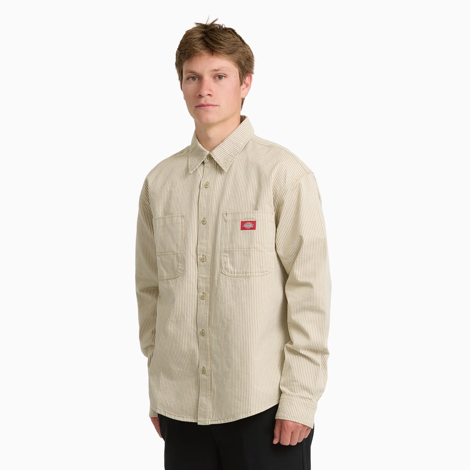 Hickory Stripe Long Sleeve Work Shirt - Eucalyptus