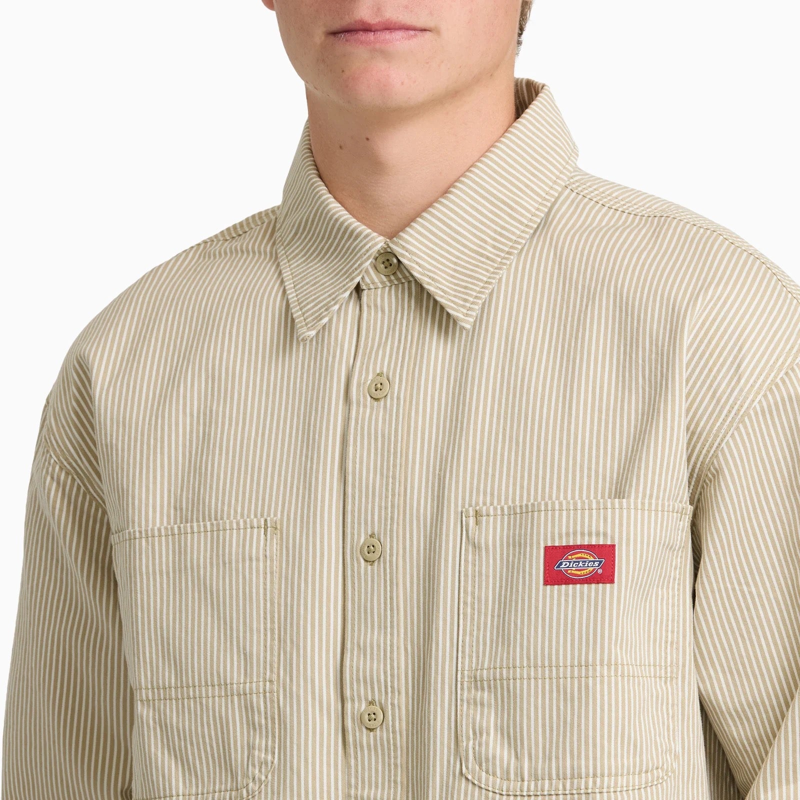 Hickory Stripe Long Sleeve Work Shirt - Eucalyptus