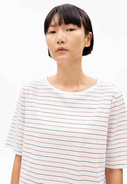 Finiaa French Riviera Tee - White/Coral Blush/Night Sky
