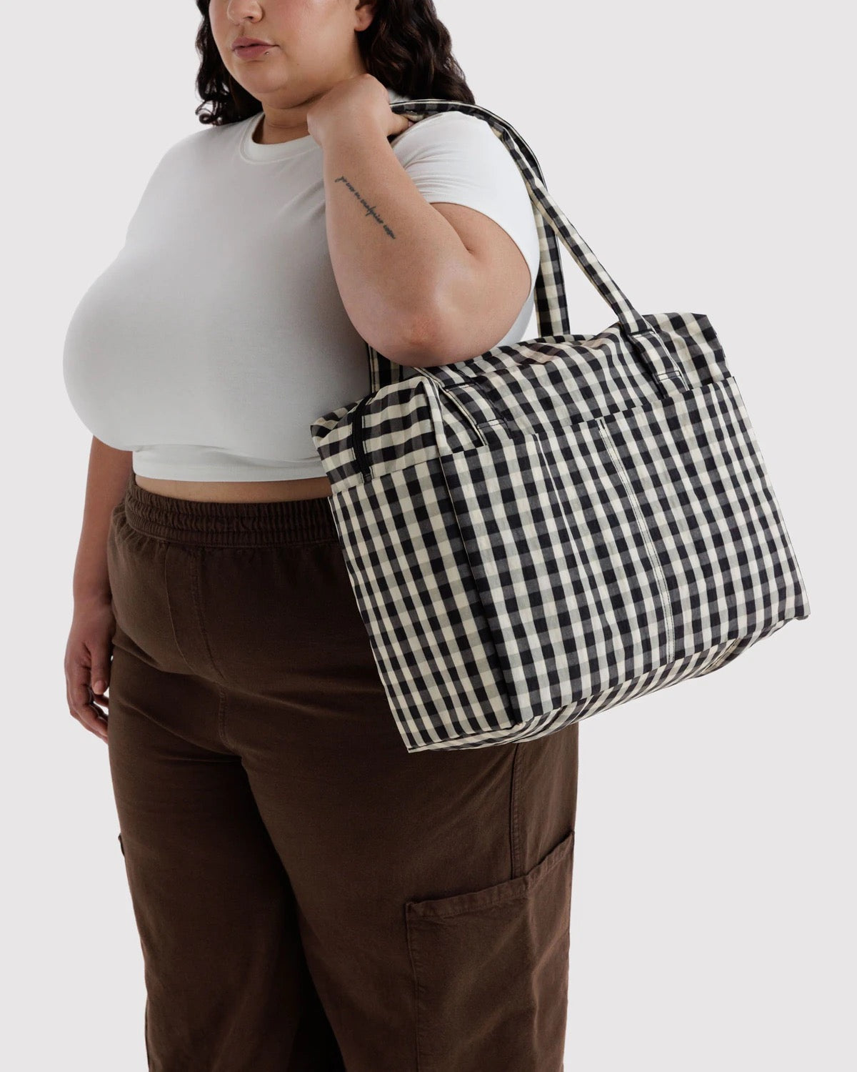 Small Cloud Carry-On - Black & Cream Gingham