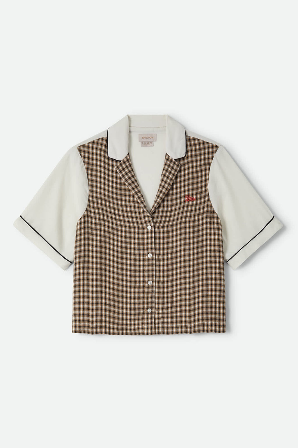 Silky Bowling Button Down - Khaki/Off White/Black