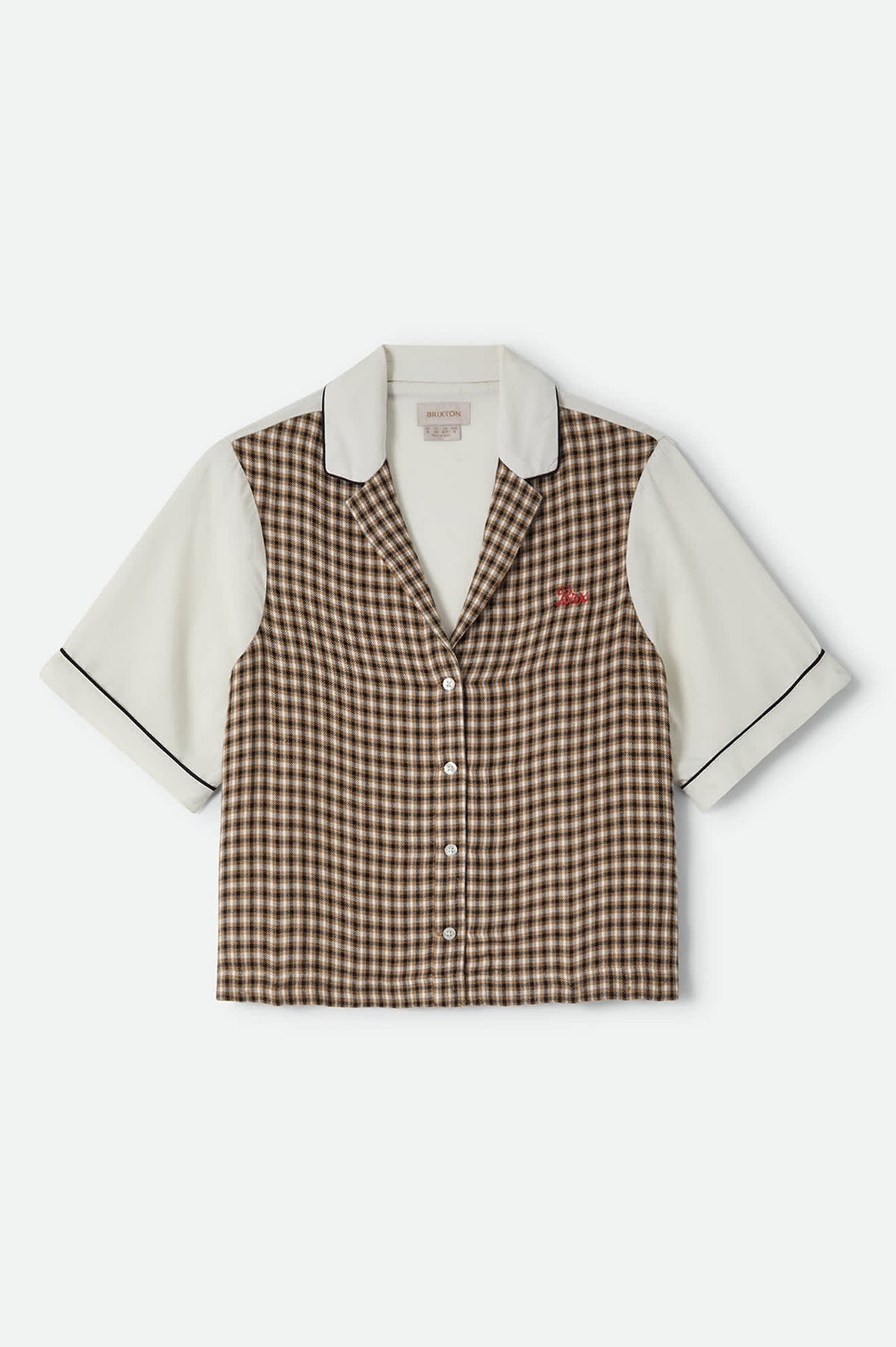 Silky Bowling Button Down - Khaki/Off White/Black