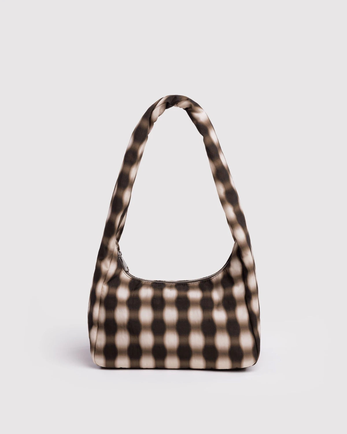 Small Nylon Meringue Bag - Blurred Gingham Brown