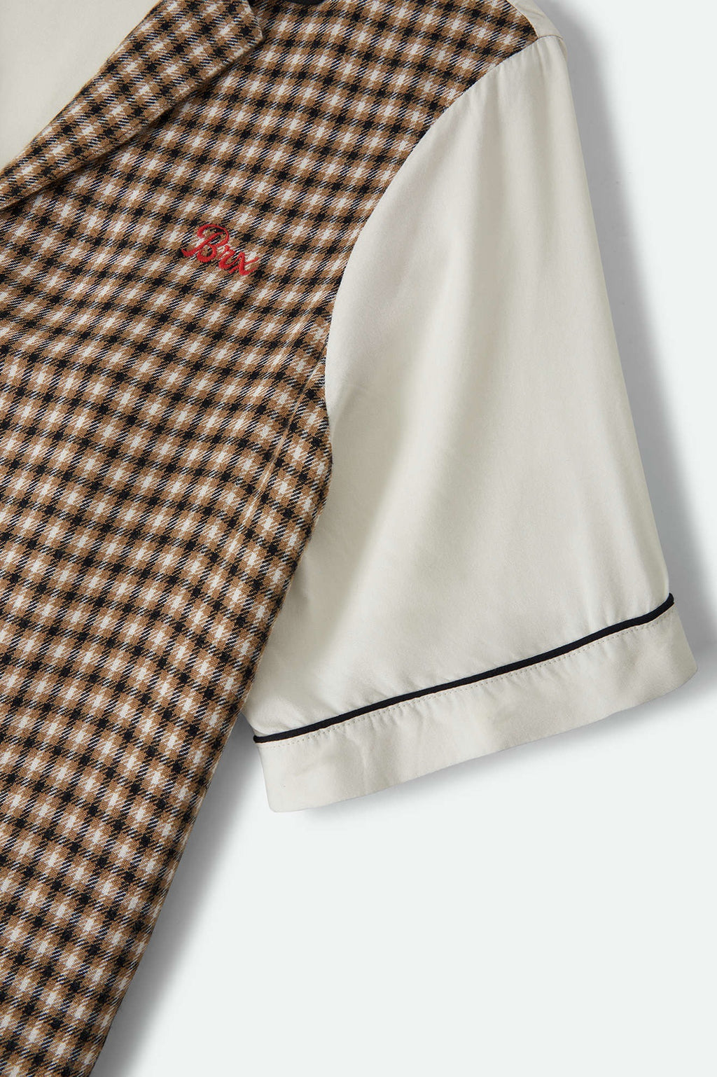 Silky Bowling Button Down - Khaki/Off White/Black