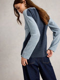 Lily V Neck Wool Jumper - Blue Multi