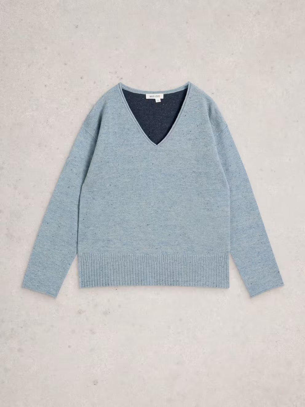 Lily V Neck Wool Jumper - Blue Multi