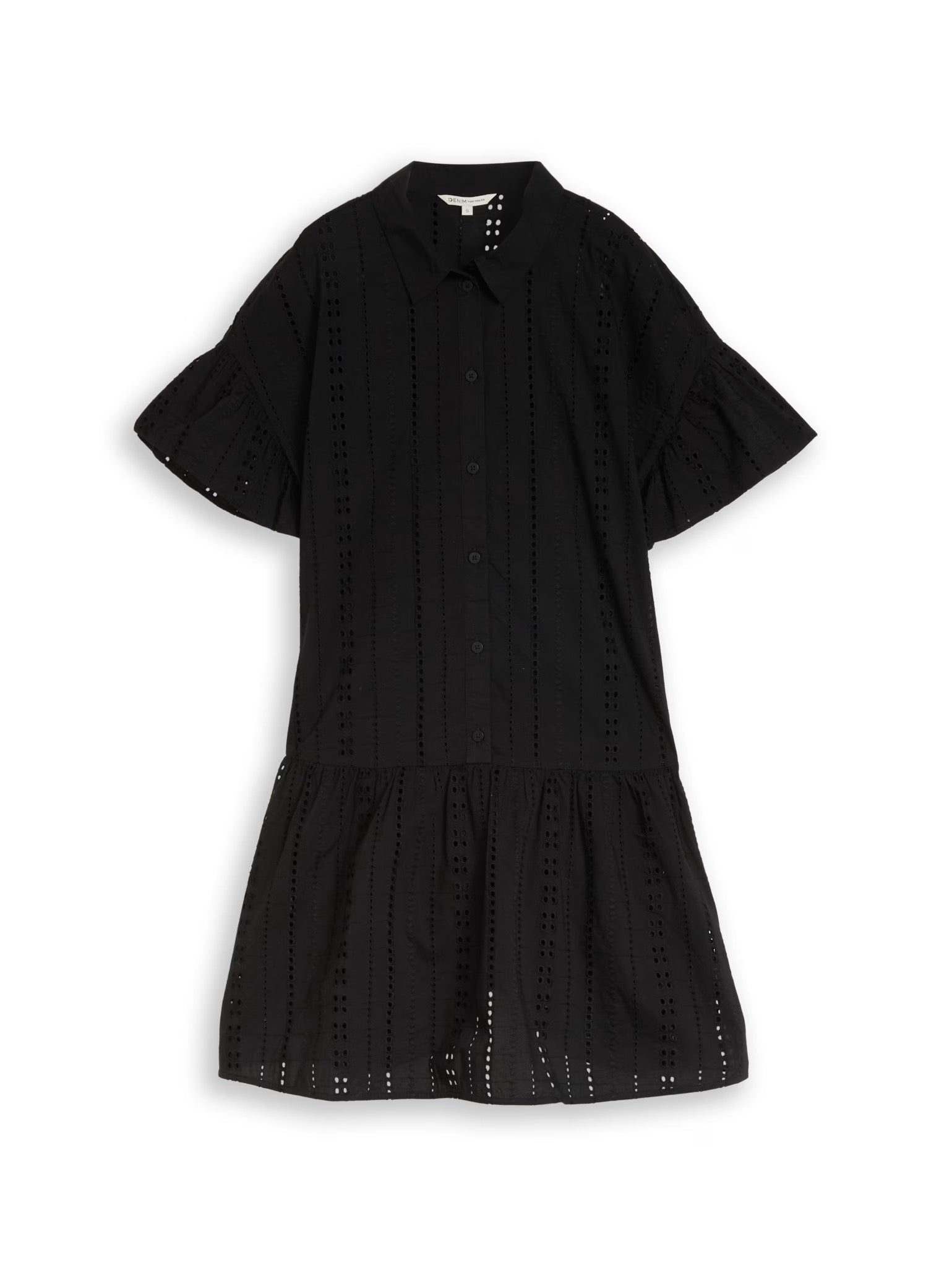 Embroidered Drop Waist Dress - Black