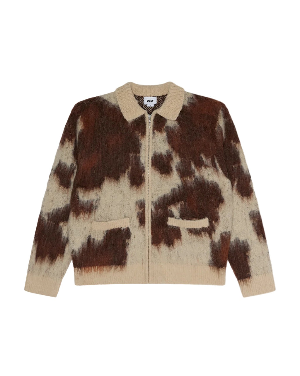 Cow Pattern Zip Sweater