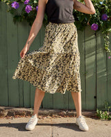 Sunkissed Tiered Midi Skirt - Barley Daisy Field