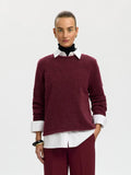 Lulu New Knit O Neck Sweater - Tawny Port Melange