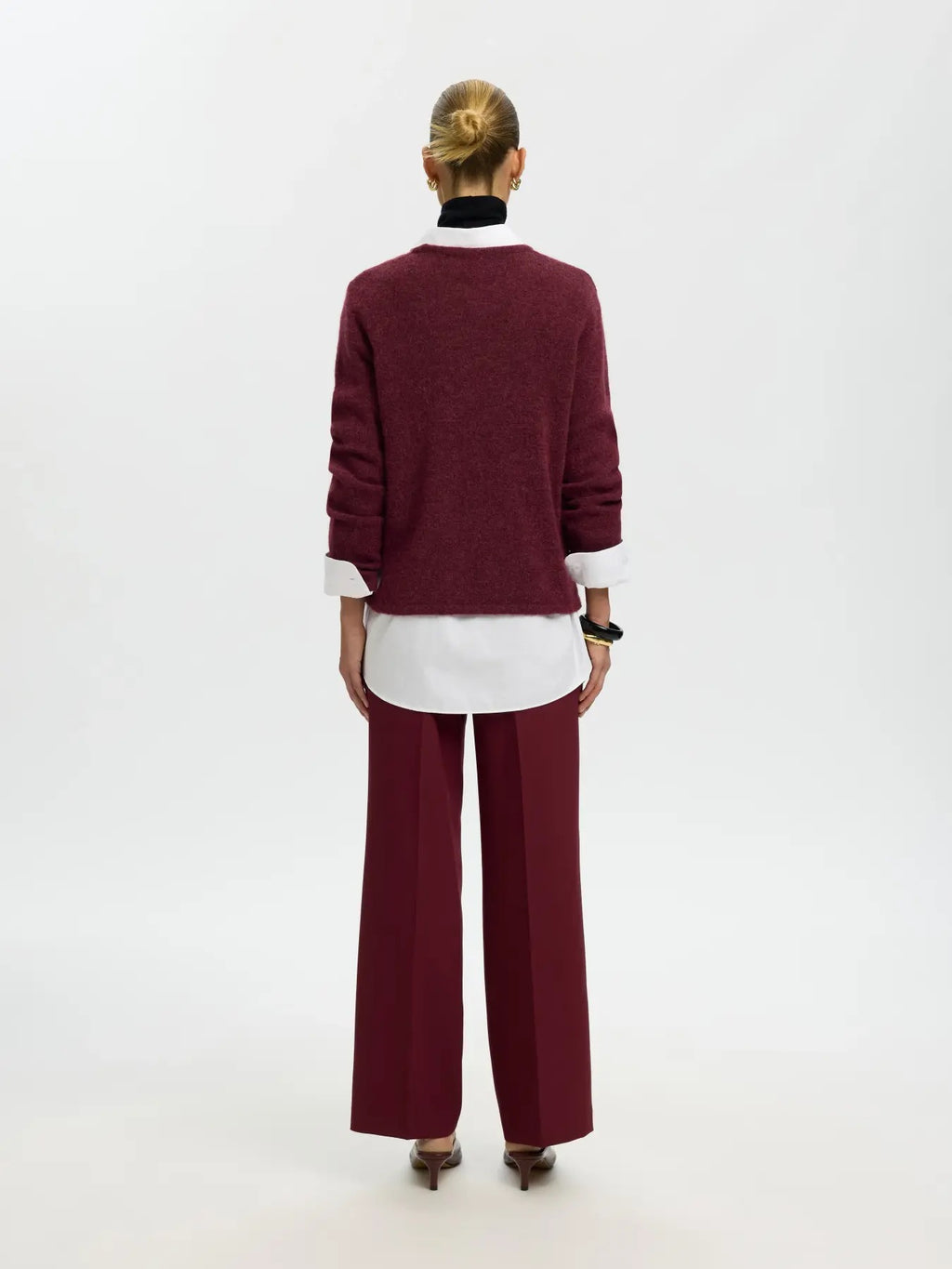 Lulu New Knit O Neck Sweater - Tawny Port Melange
