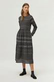 Black Striped Print Midi Dress