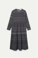 Black Striped Print Midi Dress