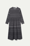 Black Striped Print Midi Dress