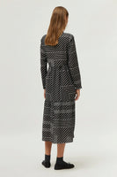 Black Striped Print Midi Dress