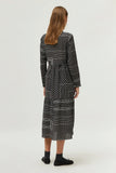 Black Striped Print Midi Dress